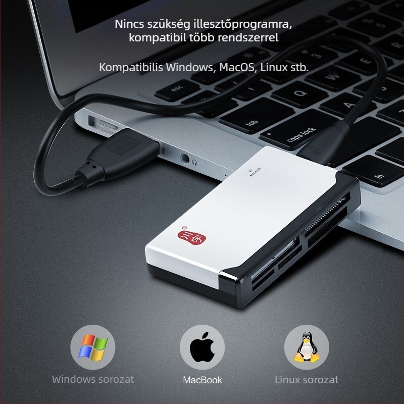 C235 USB 2.0 hat egyben kártyaolvasó – CF/SD/SDHC/TF/MS/M2/XD támogatás