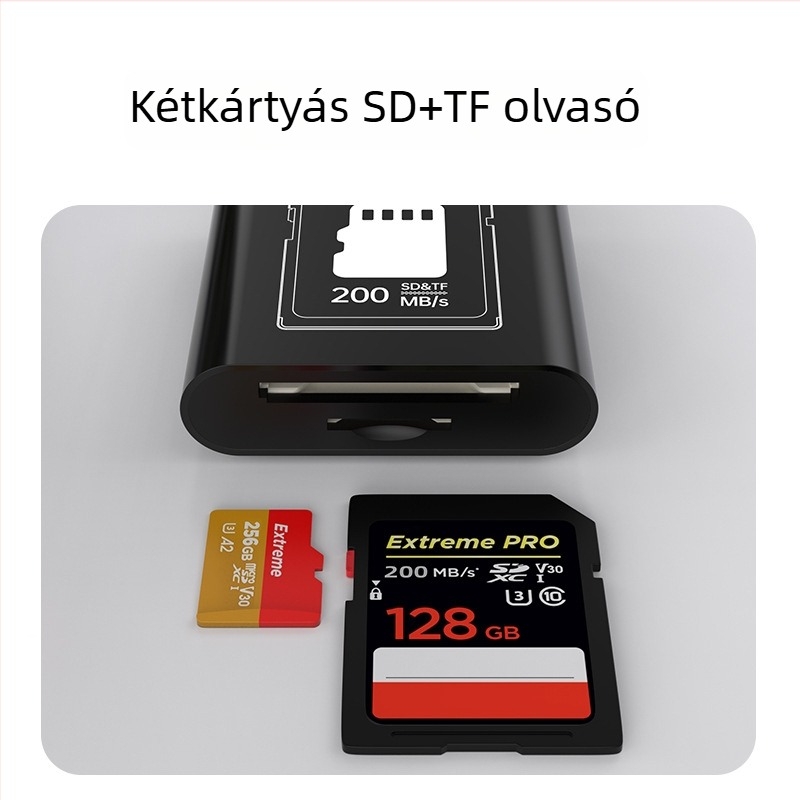 SYRUI Sy-239 kártyaolvasó Lightning és Type-C interfészekkel, SD/TF kártya támogatás, USB 3.0 OTG iPhone és Android készülékekhez