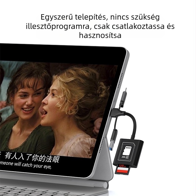 SYRUI Sy-239 kártyaolvasó Lightning és Type-C interfészekkel, SD/TF kártya támogatás, USB 3.0 OTG iPhone és Android készülékekhez