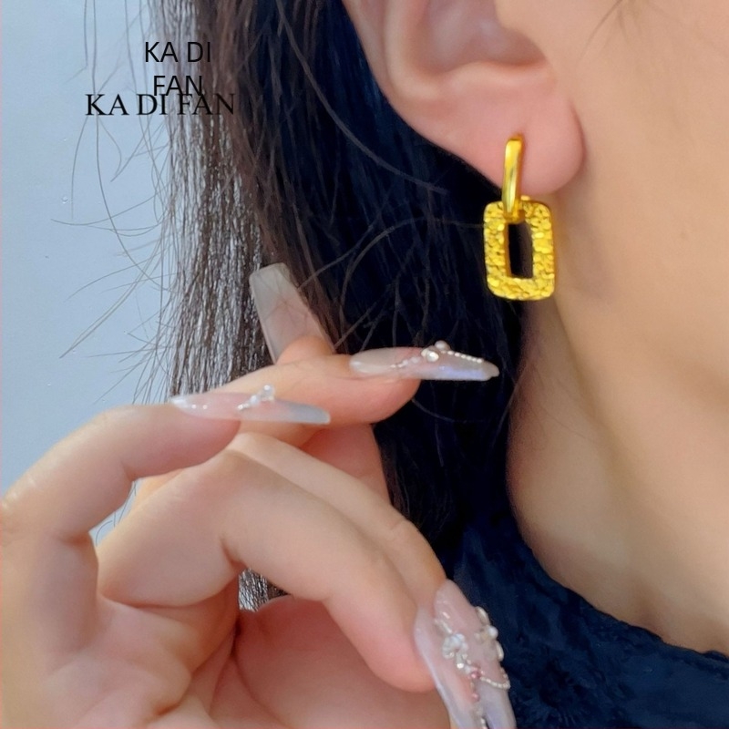 Geometriai négyszög fülbevalók, aranyozott ötvözet, nőknek, természet stílus – friss és édes