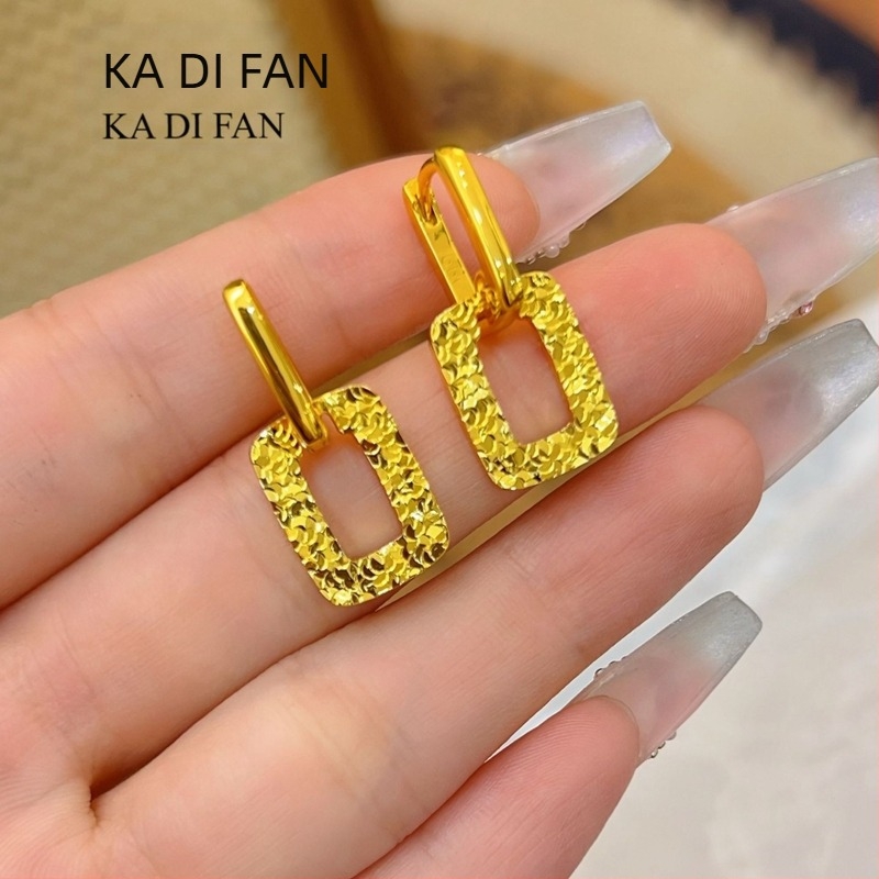 Geometriai négyszög fülbevalók, aranyozott ötvözet, nőknek, természet stílus – friss és édes