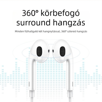 Type-C fülhallgató In-Ear vezetékes, inline vezérléssel, mozgó tekercs meghajtó, 1,2 m kábel, Android-kompatibilis