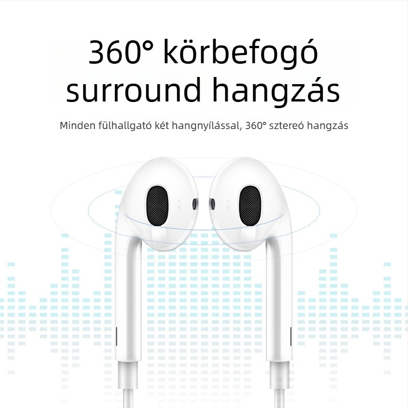 Type-C fülhallgató In-Ear vezetékes, inline vezérléssel, mozgó tekercs meghajtó, 1,2 m kábel, Android-kompatibilis