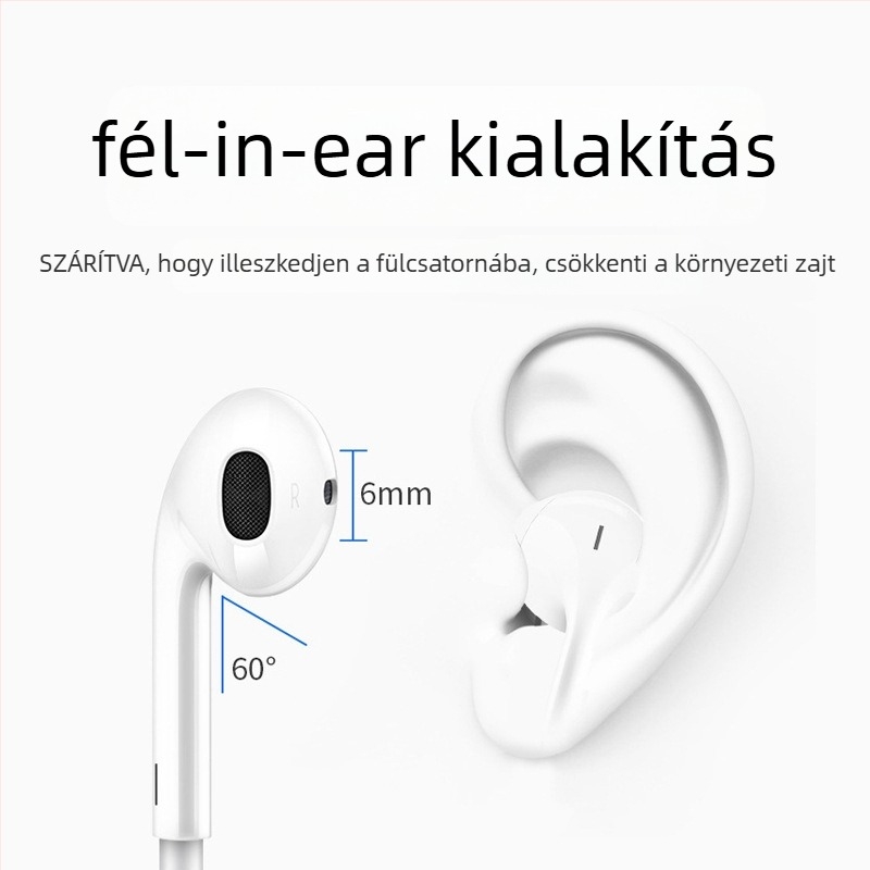 Type-C fülhallgató In-Ear vezetékes, inline vezérléssel, mozgó tekercs meghajtó, 1,2 m kábel, Android-kompatibilis