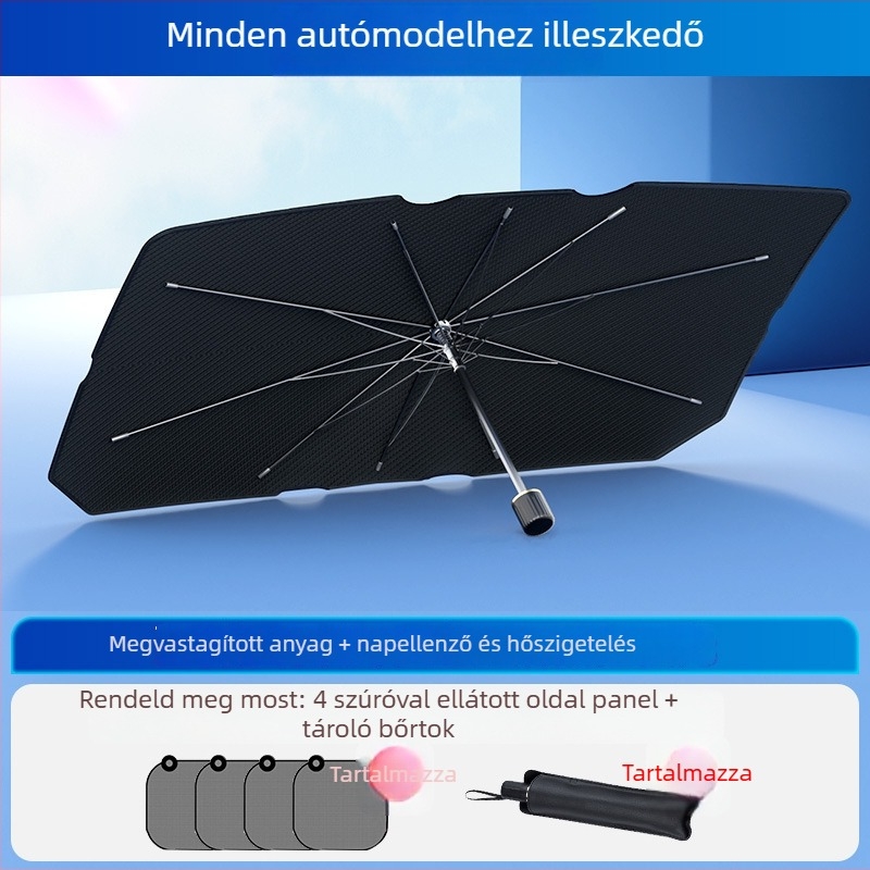 Autó szélvédő árnyékoló, univerzális, teleszkópos felszerelés, alumínium fólia, egyszerű stílus