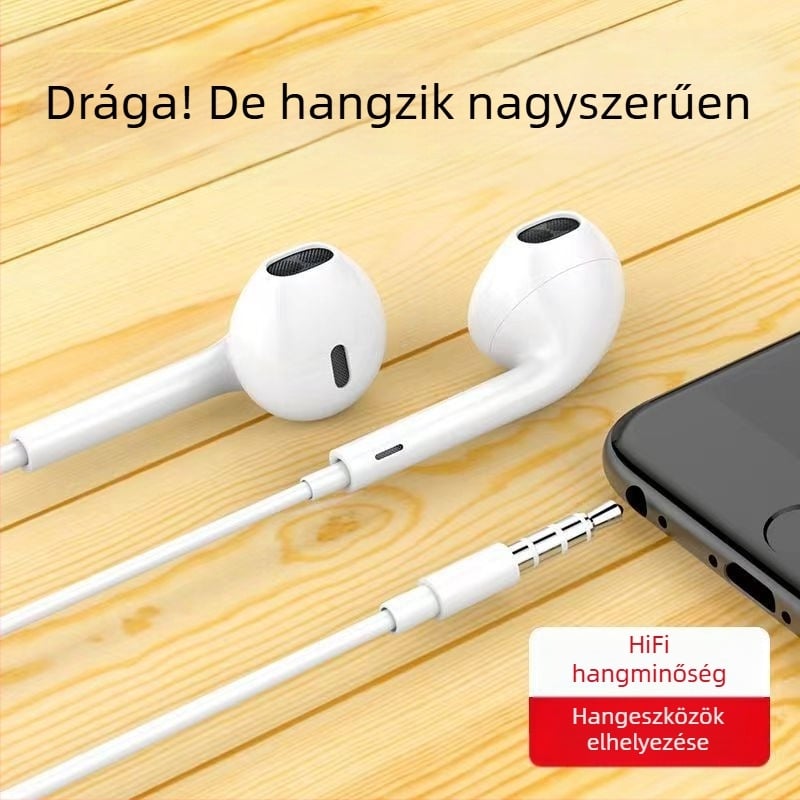 Vezetékes fülhallgatók – 108 dB érzékenység, 1,2 m kábel, mozgó tekercs, Android-kompatibilis