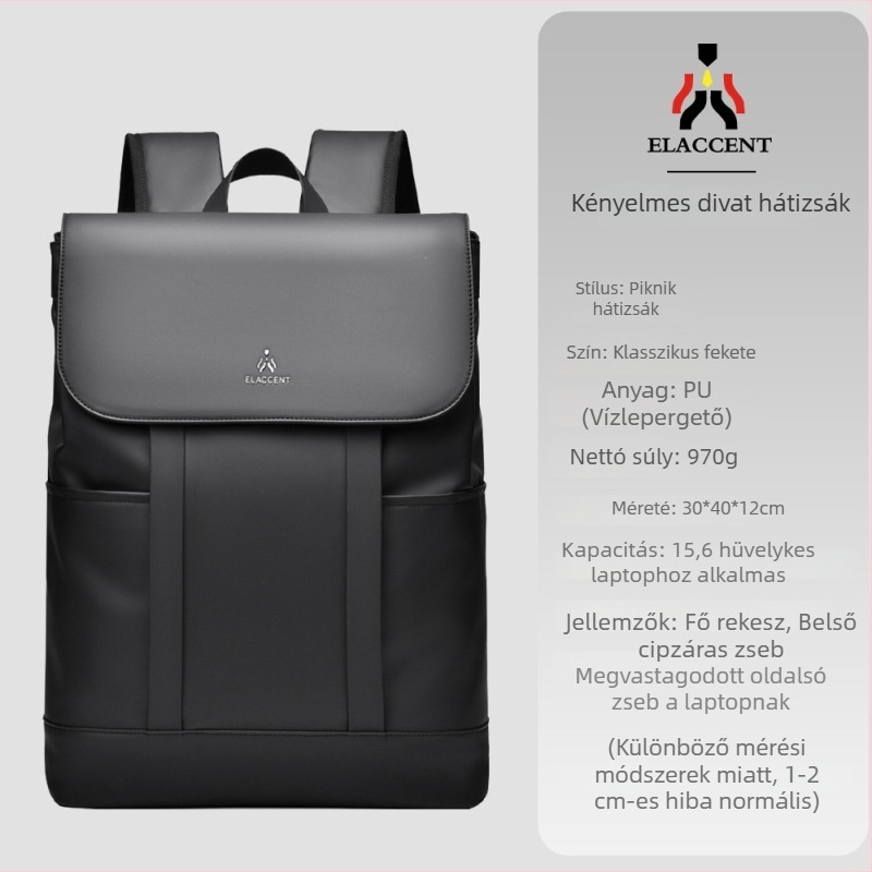 Elgent férfi PU vízálló hátizsák, 20–35L, szabadidős utazáshoz