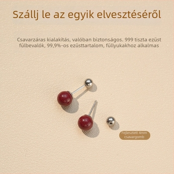 Geometriai cinnabar fülbevalók, 999 ezüst, etnikus stílus, First Wife márka, tavasz 2024