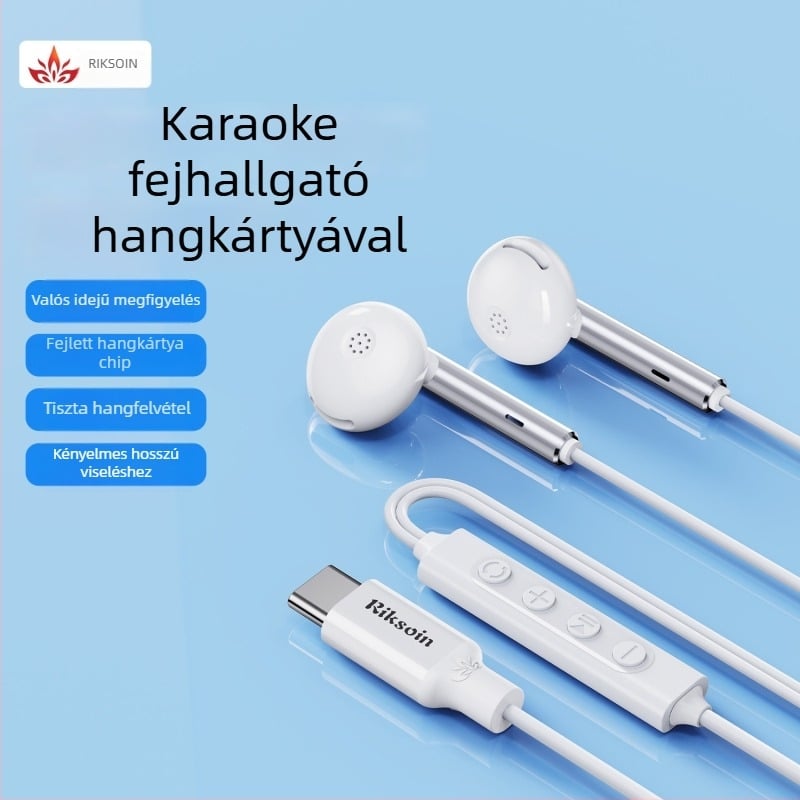 riksoin Sk01 In-ear vezetékes fülhallgató, 7.1-csatornás hangkártyával, zajcsökkentő mikrofonnal és inline vezérléssel, Android-kompatibilis, 1,6 m kábel