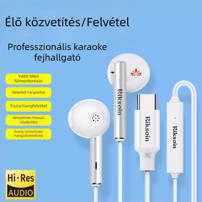 riksoin Sk01 In-ear vezetékes fülhallgató, 7.1-csatornás hangkártyával, zajcsökkentő mikrofonnal és inline vezérléssel, Android-kompatibilis, 1,6 m kábel