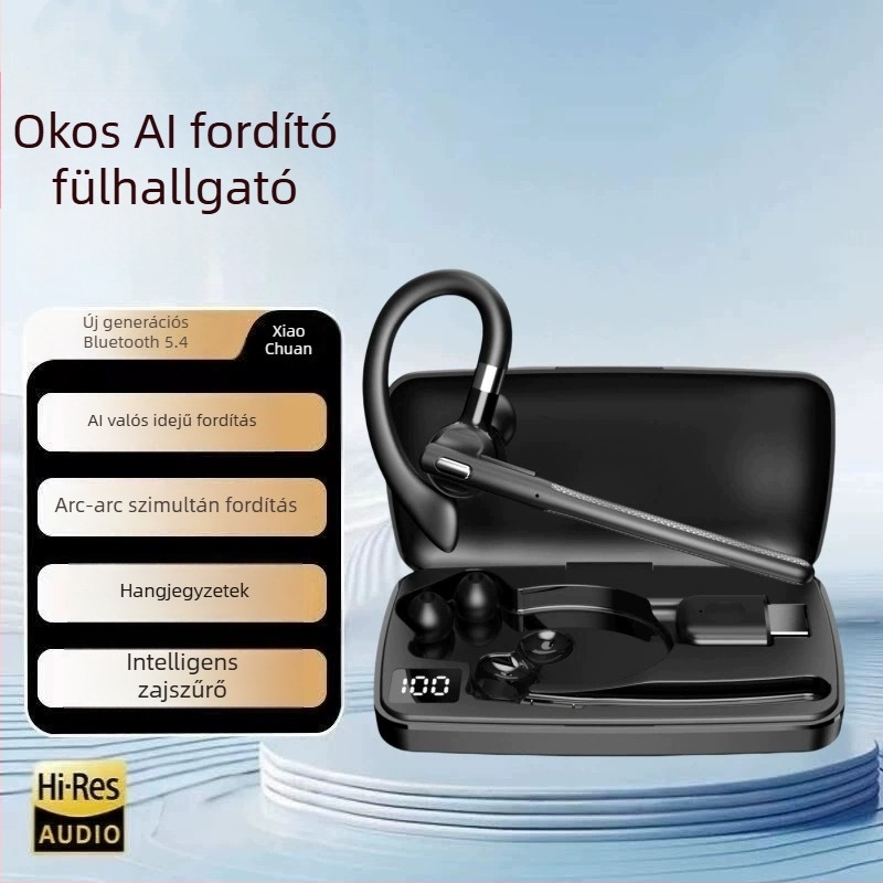 YYK-526 Bluetooth mono headset hívás zajcsökkentéssel és AI fordítással, Bluetooth 5.4, 10 m hatótávolság, több mint 8 óra akkumulátoros üzemidő