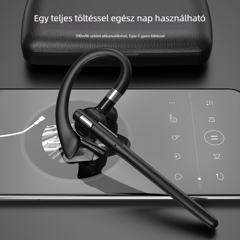 YYK-526 Bluetooth mono headset hívás zajcsökkentéssel és AI fordítással, Bluetooth 5.4, 10 m hatótávolság, több mint 8 óra akkumulátoros üzemidő