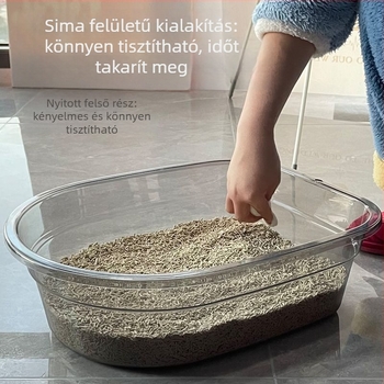 Macskaalomtál felső bemenettel, fél-zárt, átlátszó, könnyen tisztítható, macskáknak és kutyáknak
