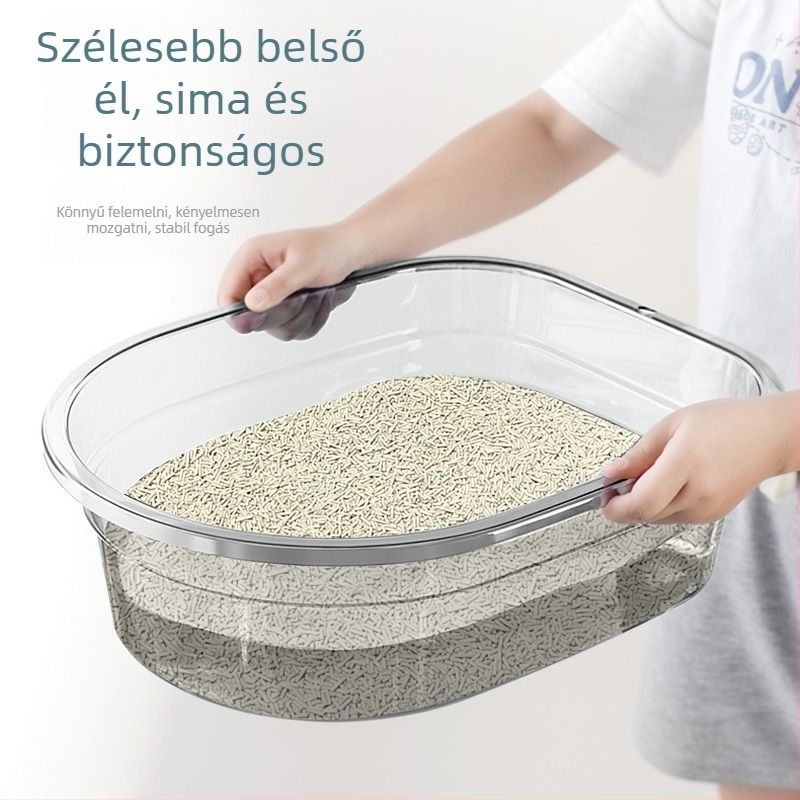 Macskaalomtál felső bemenettel, fél-zárt, átlátszó, könnyen tisztítható, macskáknak és kutyáknak