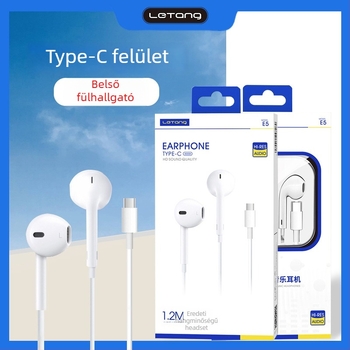 Type-C fülhallgatók, in-ear kialakítás, vezetékes, 103 dB érzékenység, 1,2 m kábel