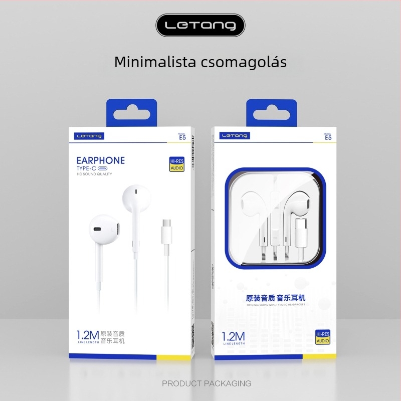 Type-C fülhallgatók, in-ear kialakítás, vezetékes, 103 dB érzékenység, 1,2 m kábel