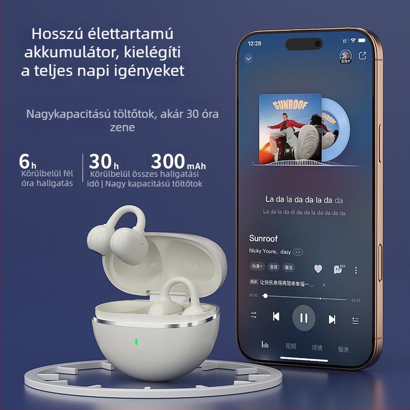 Fülcsipeszes Bluetooth headset, zajcsökkentés, hosszú üzemidő >8 óra, sztereó hangzás, 10 m hatótávolság, Bluetooth 5.4