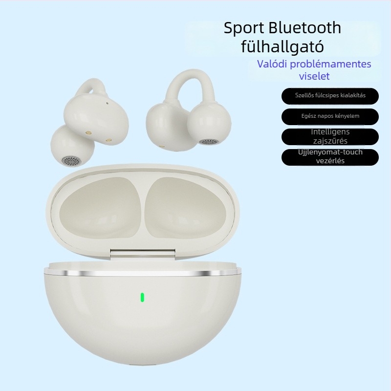 Fülcsipeszes Bluetooth headset, zajcsökkentés, hosszú üzemidő >8 óra, sztereó hangzás, 10 m hatótávolság, Bluetooth 5.4