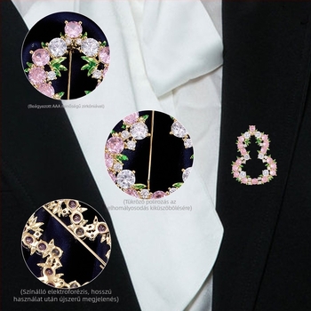 Geometriai brooch Liyu Jewelry, cirkón beépítéssel, környezetbarát rézből, kínai stílusú nőknek