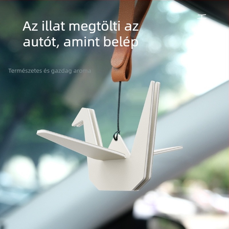 Autós függő dísz – Kézzel készített origami daru, Aromaterápia, Szagtalanítás, Belső tér frissítése, Testreszabható