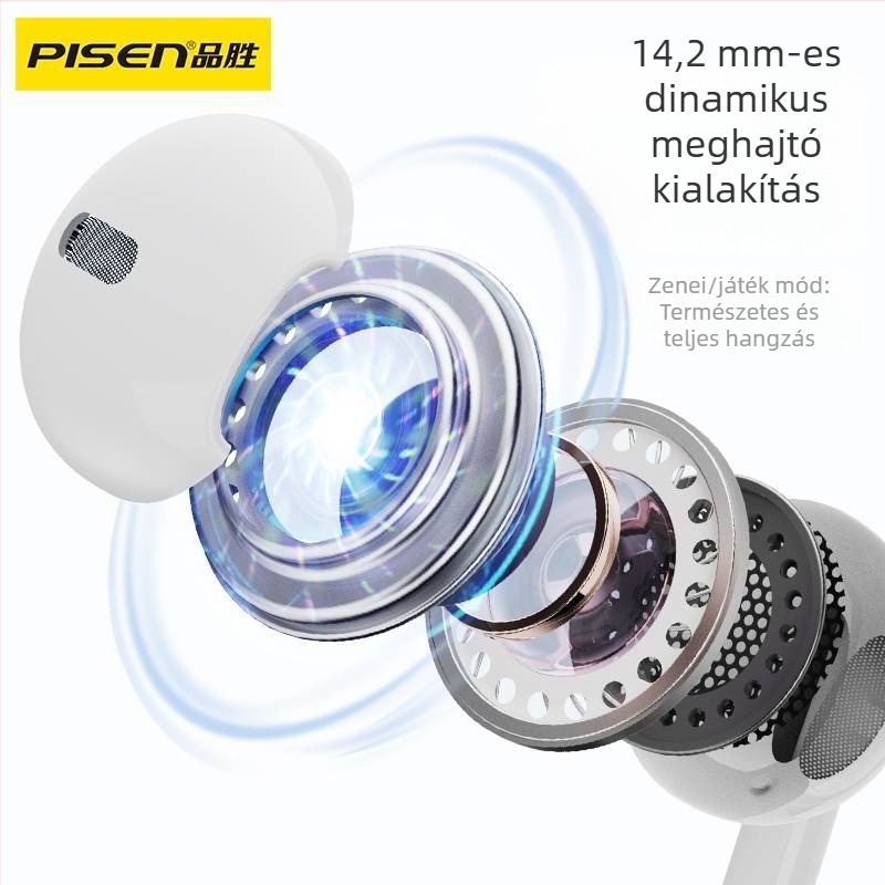 Pisen CP06 Type-C teljesen dekódolt DAC vezetékes fülhallgató, 1,2 m kábellel, mozgó tekercs típusú, iOS-kompatibilis