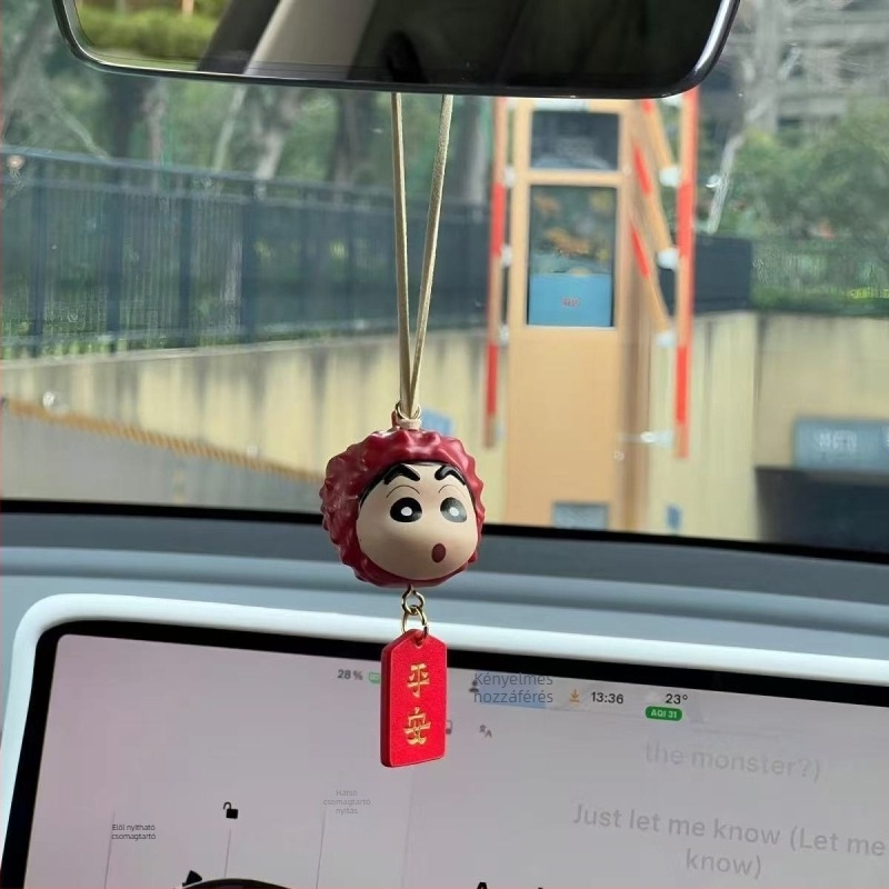 Crayon Shin-Chan rajzfilm autómedál selyemvirággal - aromás visszapillantó tükör dísz