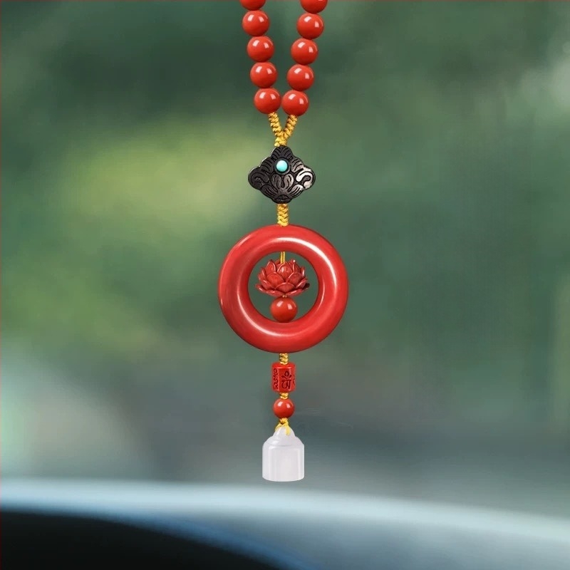 Autómedál cinnabarból, kínai hagyományos stílus, belső dekoráció, autó dísz