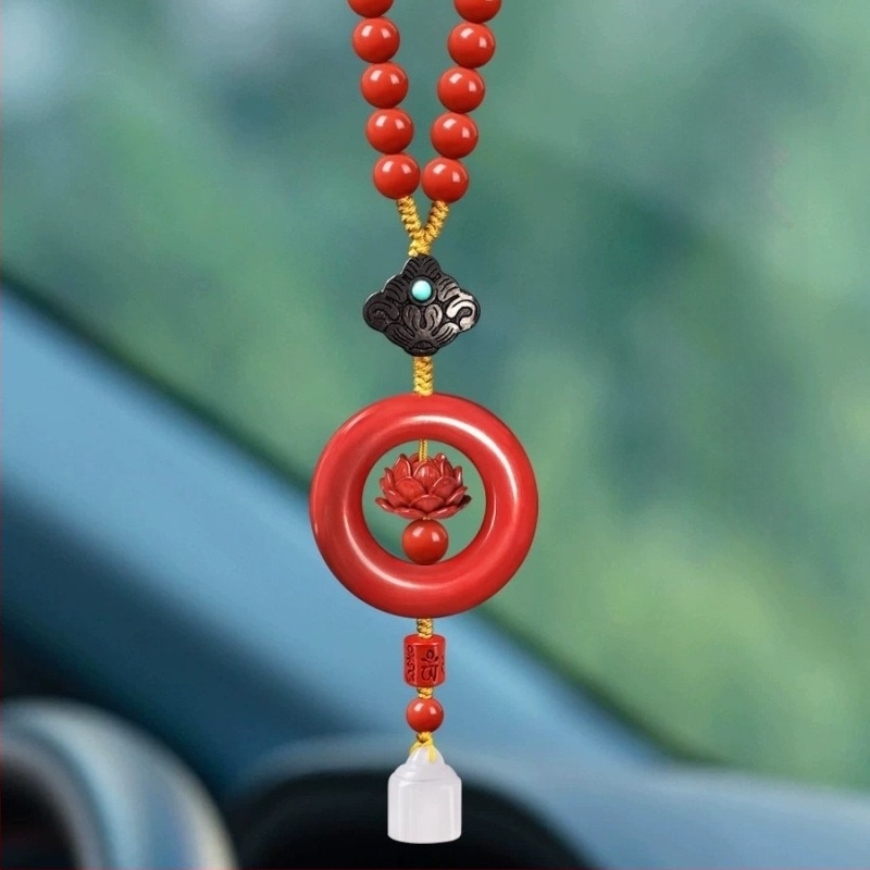 Autómedál cinnabarból, kínai hagyományos stílus, belső dekoráció, autó dísz