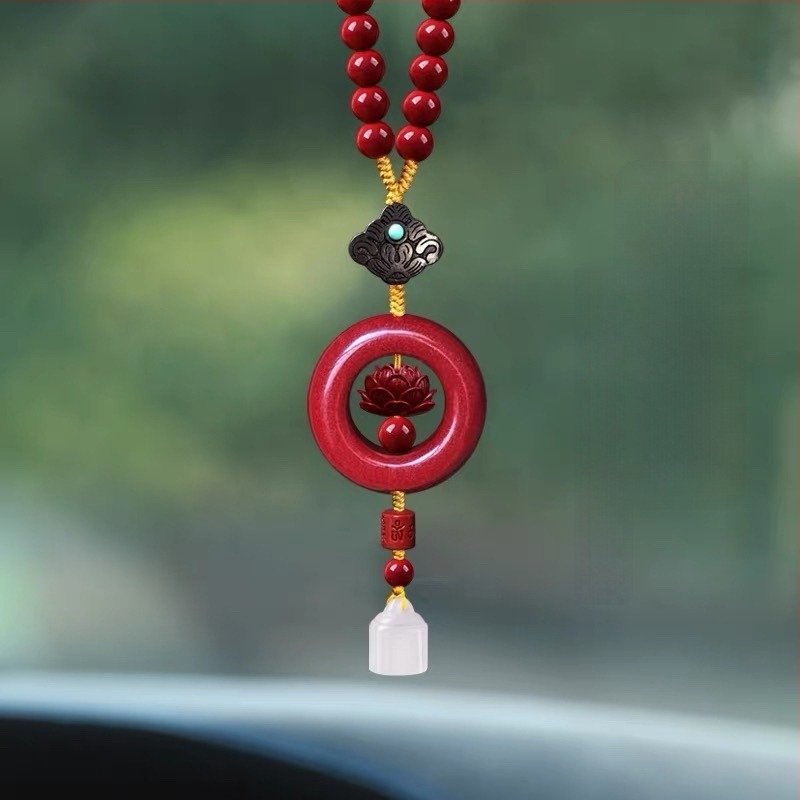 Autómedál cinnabarból, kínai hagyományos stílus, belső dekoráció, autó dísz