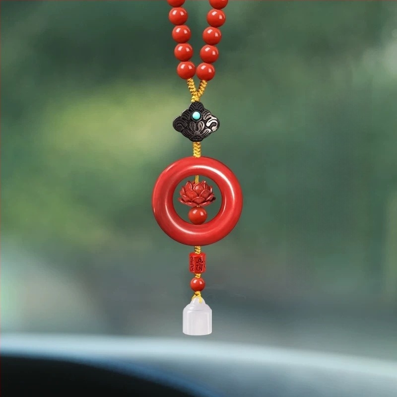 Autómedál cinnabarból, kínai hagyományos stílus, belső dekoráció, autó dísz