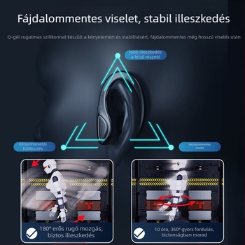 Bluetooth vezeték nélküli fülhallgató fülbeakasztó dizájnnal, Bluetooth 5.3, 15 m hatótáv, vízálló, 8+ órás üzemidő, alacsony késleltetés esportokhoz