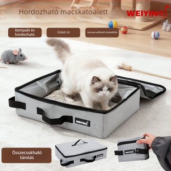 Hordozható összecsukható vízálló macskaalmotál, zárt macska WC kültéri utazásokhoz