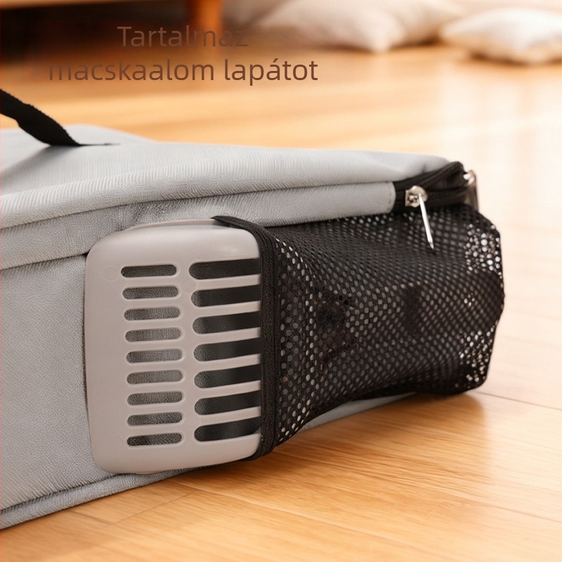 Hordozható összecsukható vízálló macskaalmotál, zárt macska WC kültéri utazásokhoz