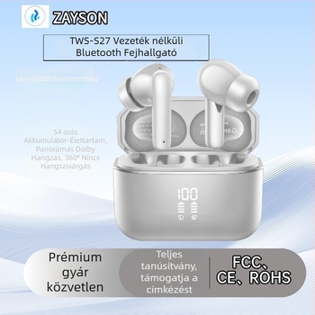 TWS Bluetooth 5.3 vezeték nélküli fülhallgatók digitális kijelzővel, zajcsökkentés, 10 m hatótávolság, IPX5 vízállóság