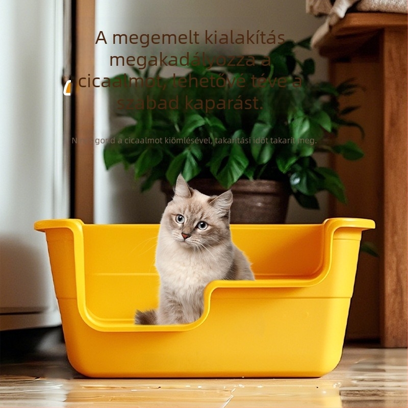 Óriás macskaalomtál, nyitott kivitel, fröccsenés elleni dizájn, PP