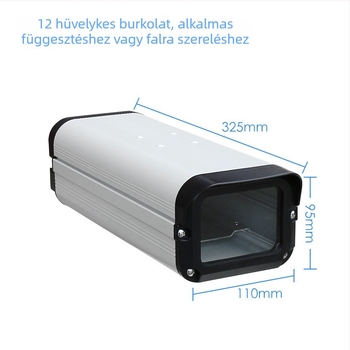 Megfigyelő kamera ház, alumíniumötvözet, négyszög alakú, oldalsó nyitású, pajzs tartozékok (Termékkód: Axt-hz12b-1)