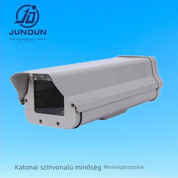 Hemisferikus kamerahéj alumíniumötvözetből, kültéri vízálló védőburkolat, JD-610 modell; kábel Ø16 mm; ablak méret 65×75 mm