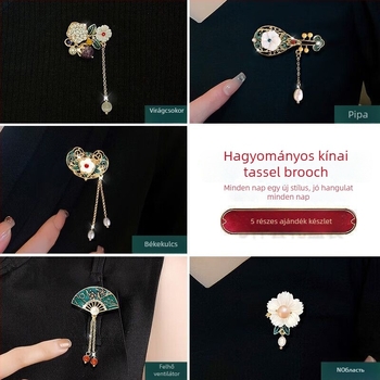 Gallérkitűző — vintage női stílus, levél alakú (Anyag: cink ötvözet; Kristály: fehér kristály; Forma: levél; Feldolgozás: elektroplattázás)