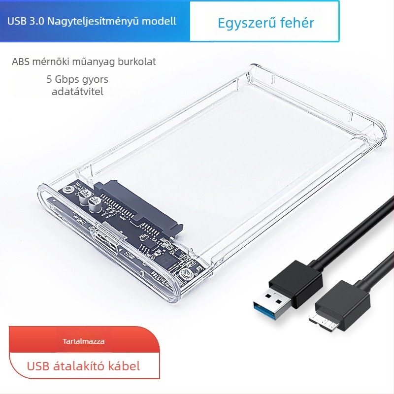 Külső SATA HDD/SSD tok – USB 3.0, akár 10 TB-ig, PC anyag, 5 Gbps