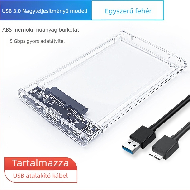 Külső SATA HDD/SSD tok – USB 3.0, akár 10 TB-ig, PC anyag, 5 Gbps