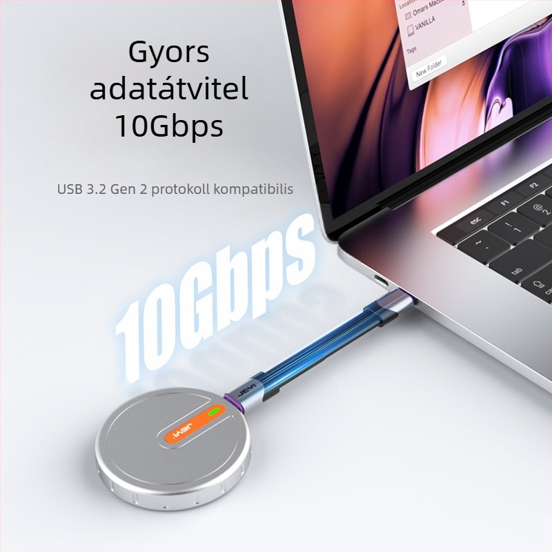 Külső M.2 NVMe ház Apple iPhone 15 Pro számára, USB-C, alumínium ötvözet, 10Gbps, akár 4TB-ig