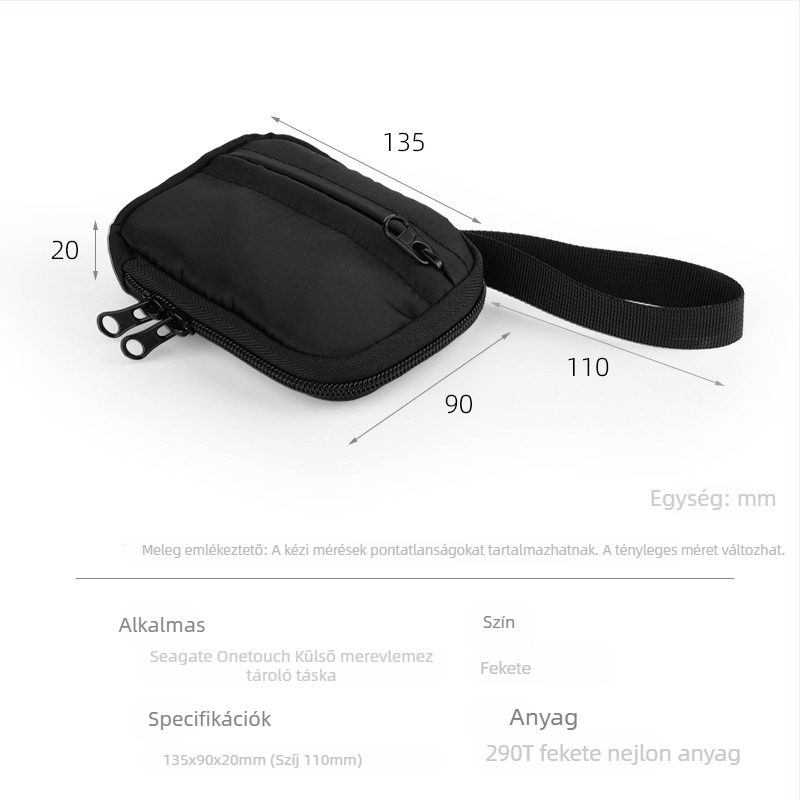 Seagate OneTouch külső merevlemez tároló táska (Nylon, Modell: Seagate OneTouch, Tartalmaz tárolótáskát)