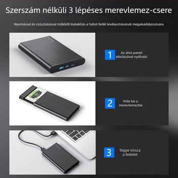 2,5 hüvelykes SATA külső merevlemez-ház, USB 3.0, 5 Gbps, alumíniumötvözet, FA-08US modell, OEM támogatás