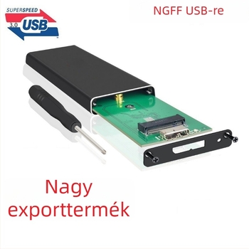 M.2 NGFF SSD külső ház USB 3.0-hoz, 2280 formátum, alumínium ötvözet, modell F018B, 8 TB-ig támogatott