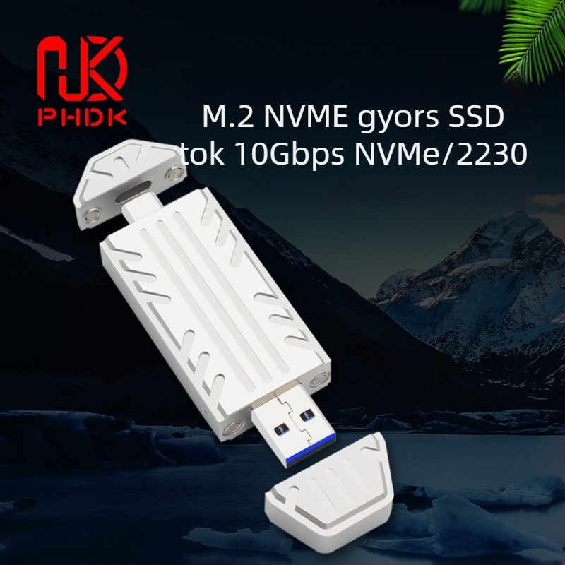 M.2 NVMe SSD kapszula JMS583 vezérlővel, USB-C kettős port, alumínium ház, modell Ph811s-ac, 4TB kapacitás, 10 Gb/s átviteli sebesség