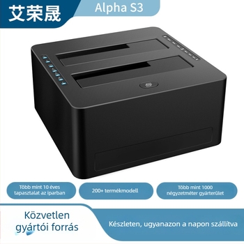 Alpha S3 kettős SATA HDD-dokk 2,5/3,5 hüvelyk, USB 3.0, offline klónozás, összesen akár 20 TB