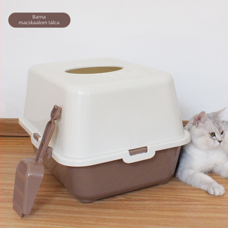 Bioline teljesen zárt macskaalom-láda felső nyílással, fröccsenés elleni védelemmel és szagkontrollal