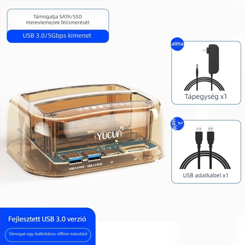 YC-3328 merevlemez tok 2,5/3,5 hüvelykes meghajtókhoz, USB 3.0, akár 20 TB