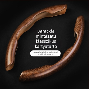 Fa kormánykerék borítás fa mintával víztranszfer nyomtatással, univerzális négyévszakos kártyatartó, szénszálas megerősítés, belső autó kiegészítő