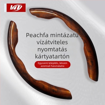 Fa kormánykerék borítás fa mintával víztranszfer nyomtatással, univerzális négyévszakos kártyatartó, szénszálas megerősítés, belső autó kiegészítő